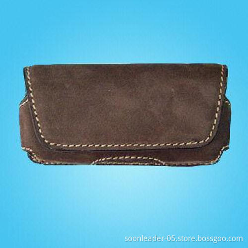Brown Horizontal Mobile Phone Case Made of Frosted Cowhide Leather
